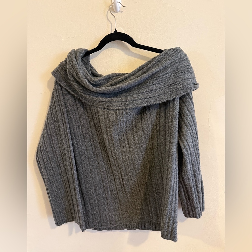 Naked Wardrobe Charcoal Off-Shoulder Sweater - Picture 3 of 4